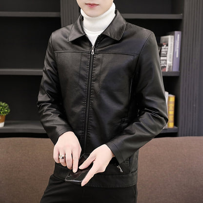Crocodile Brand 2021 Men's Self-cultivation Korean Style Leather Jacket Youth