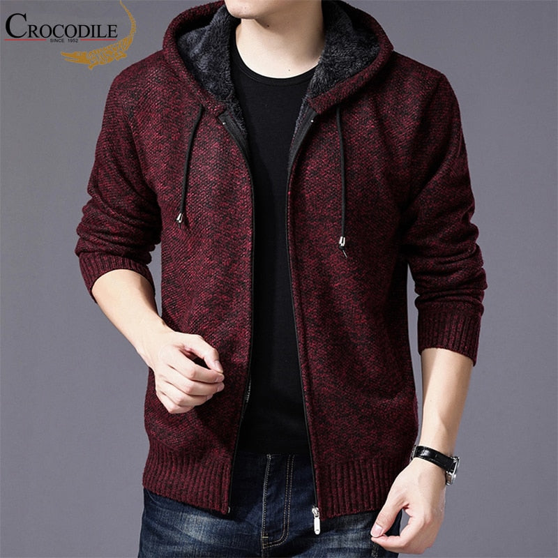 Crocodile brand male Jumper winter warm Coat sweater coat men Winter Fleece Sweater Knitwear Cardigan Plus Size Knitted wear