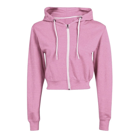 Crop Top Hoodies Women Long Sleeve Sweatshirts Drawstring Zip Up Fashion Hoodie Streetwear Black White Grey Pink Hoodie Female Zipper Crop Hoodie Sweater