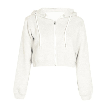Crop Top Hoodies Women Long Sleeve Sweatshirts Drawstring Zip Up Fashion Hoodie Streetwear Black White Grey Pink Hoodie Female Zipper Crop Hoodie Sweater
