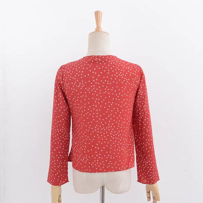 Women's Chiffon Blouses 2020 Star Print Red, Black. Long Sleeve Kimono Cardigan Blusas Summer Tops Shirts