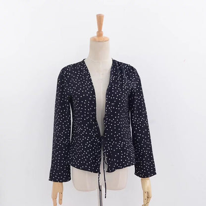Women's Chiffon Blouses 2020 Star Print Red, Black. Long Sleeve Kimono Cardigan Blusas Summer Tops Shirts