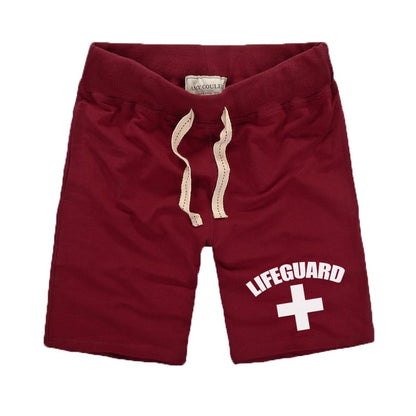 Cross Lifeguard Clothes New Men"s Shorts Summer Beach Shorts Men Elastic Waist Pure Cotton Casual Male Casual Shorts With Pockets