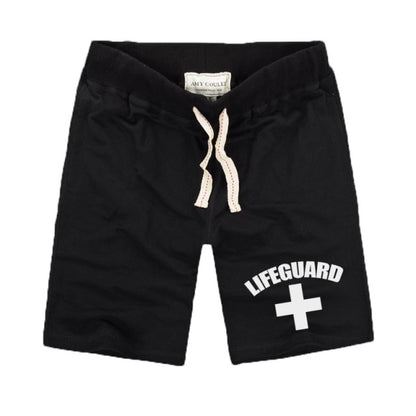 Cross Lifeguard Clothes New Men"s Shorts Summer Beach Shorts Men Elastic Waist Pure Cotton Casual Male Casual Shorts With Pockets