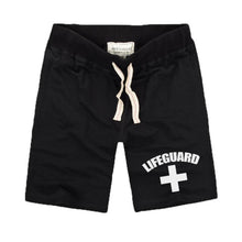将图片加载到图库查看器，Cross Lifeguard Clothes New Men&quot;s Shorts Summer Beach Shorts Men Elastic Waist Pure Cotton Casual Male Casual Shorts With Pockets
