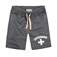 将图片加载到图库查看器，Cross Lifeguard Clothes New Men&quot;s Shorts Summer Beach Shorts Men Elastic Waist Pure Cotton Casual Male Casual Shorts With Pockets
