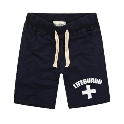 Cross Lifeguard Clothes New Men"s Shorts Summer Beach Shorts Men Elastic Waist Pure Cotton Casual Male Casual Shorts With Pockets