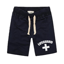 将图片加载到图库查看器，Cross Lifeguard Clothes New Men&quot;s Shorts Summer Beach Shorts Men Elastic Waist Pure Cotton Casual Male Casual Shorts With Pockets
