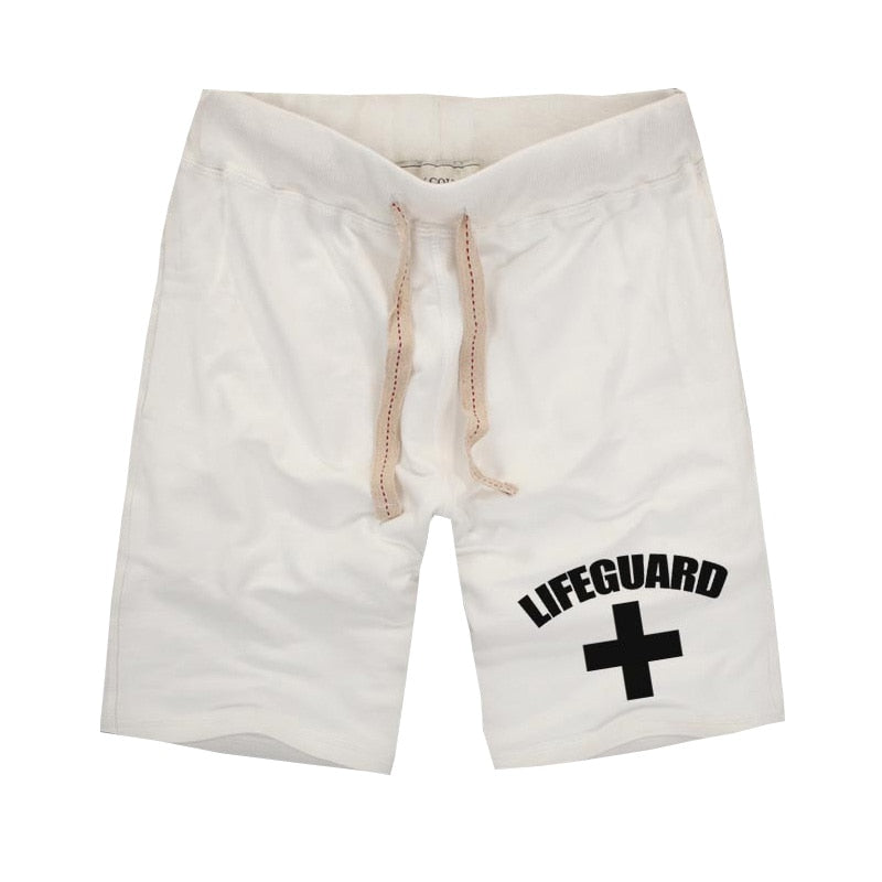 Cross Lifeguard Clothes New Men"s Shorts Summer Beach Shorts Men Elastic Waist Pure Cotton Casual Male Casual Shorts With Pockets