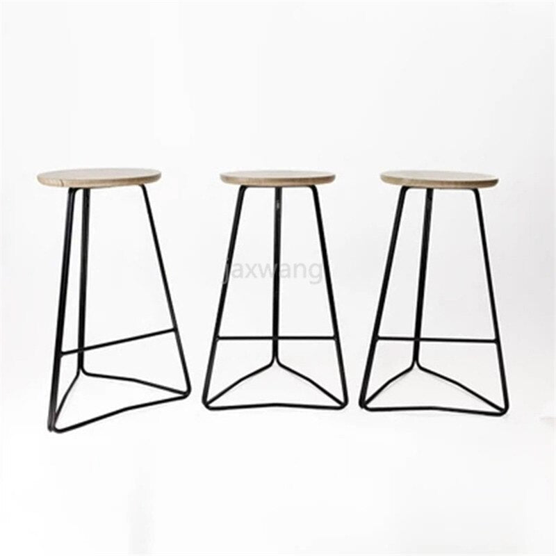 Custom Nordic Solid Wood Triangle Bar Stools Creative Bar Chairs Lounge Chairs Bar Stools Bar Table Chairs High Chairs Stools