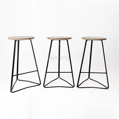 Custom Nordic Solid Wood Triangle Bar Stools Creative Bar Chairs Lounge Chairs Bar Stools Bar Table Chairs High Chairs Stools