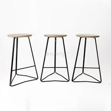 Load image into Gallery viewer, Custom Nordic Solid Wood Triangle Bar Stools Creative Bar Chairs Lounge Chairs Bar Stools Bar Table Chairs High Chairs Stools
