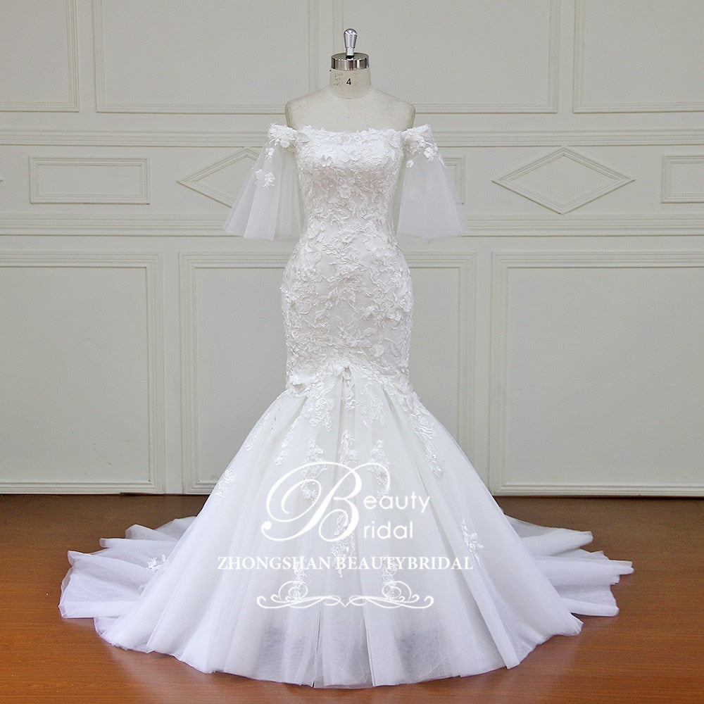 Mermaid Wedding Dresses Appliques Lace Up Back Bridal Gowns Vestido De Novias Wedding Dress XF17029