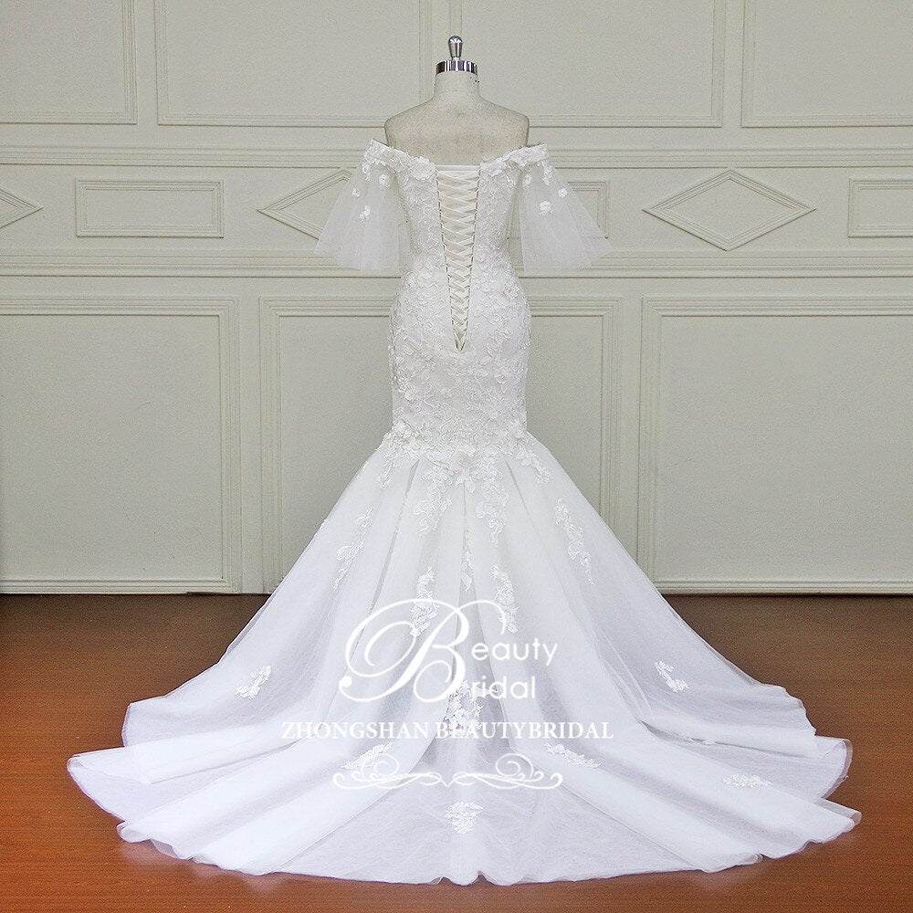 Mermaid Wedding Dresses Appliques Lace Up Back Bridal Gowns Vestido De Novias Wedding Dress XF17029