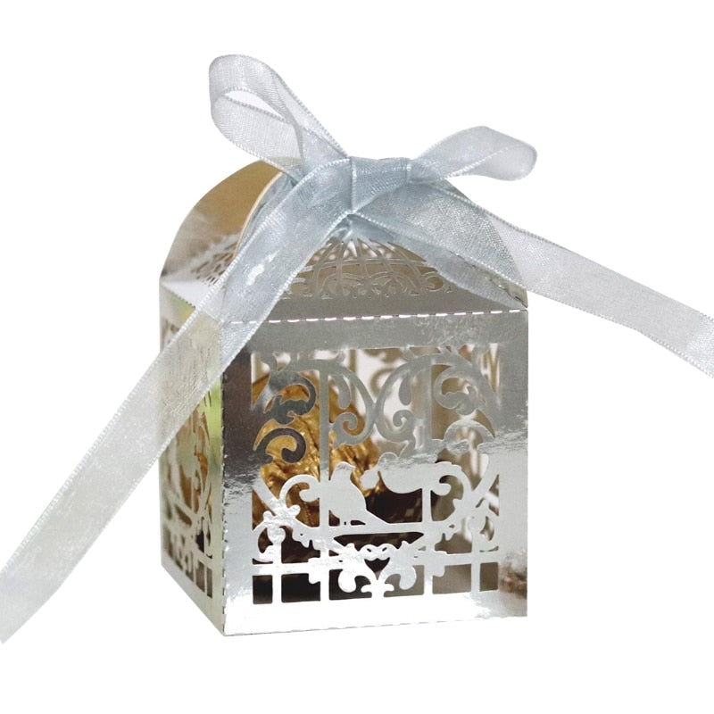 Cut box 100 pieces Valentine's day love bird ribbon gift box wedding Banque A9LB