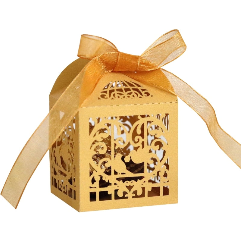 Cut box 100 pieces Valentine's day love bird ribbon gift box wedding Banque A9LB