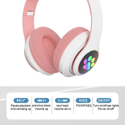 Cute Cat Wireless Kids Headphone with Mic and bag Can Close Light Girl Phone Gamer Music Bluetooth Earphone Support TF Card Gift