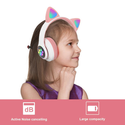 Cute Cat Wireless Kids Headphone with Mic and bag Can Close Light Girl Phone Gamer Music Bluetooth Earphone Support TF Card Gift