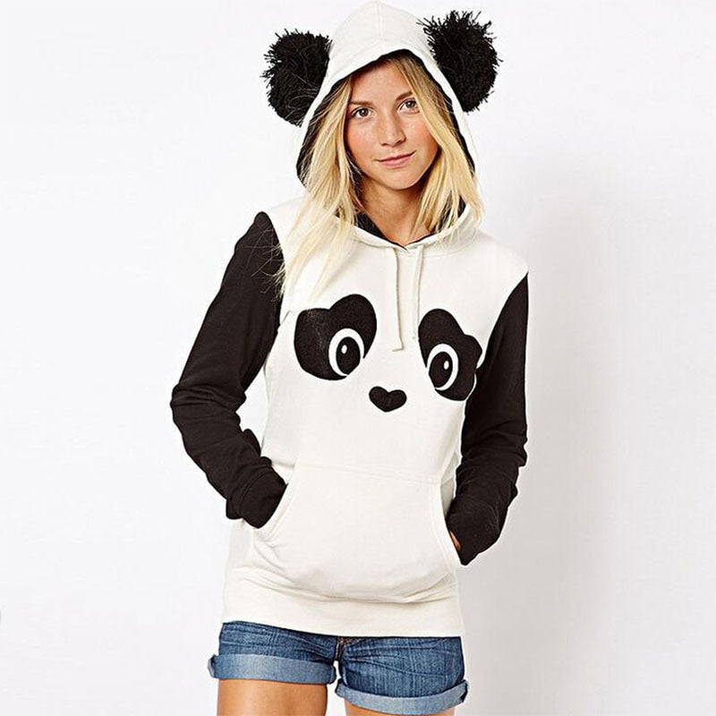 Cute Panda Hoodie Sweater Women Pullover Female Lovely Panda Print Sweater Ladies Autumn Hoodies Pull Femme