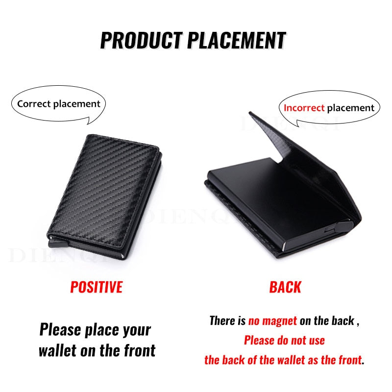 DIENQI Carbon Fiber Card Holder Wallets Men Brand Rfid Black Magic Trifold Leather Slim Mini Wallet Small Money Bag Male Purses