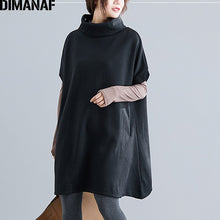 將圖片載入圖庫檢視器 DIMANAF Women&#39;s Turtleneck Short Sleeve Sweater Dress Pullovers Female Tops Shirts Turtleneck Big Size Loose Casual Thick Knitted Clothing
