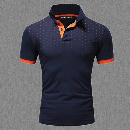 DINGSHITE New Fashion Men's Summer T- Shirt Business Casual Shirt Men's Slim Short Sleeve Polka Dot POLO T-Shirt