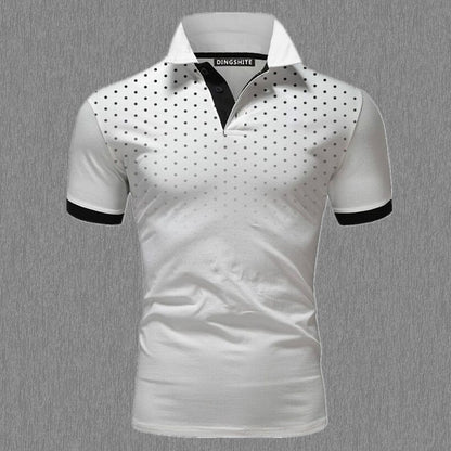 DINGSHITE New Fashion Men's Summer T- Shirt Business Casual Shirt Men's Slim Short Sleeve Polka Dot POLO T-Shirt