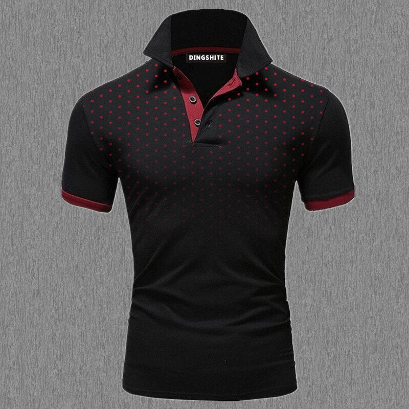 DINGSHITE New Fashion Men's Summer T- Shirt Business Casual Shirt Men's Slim Short Sleeve Polka Dot POLO T-Shirt