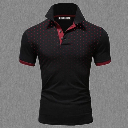 DINGSHITE New Fashion Men's Summer T- Shirt Business Casual Shirt Men's Slim Short Sleeve Polka Dot POLO T-Shirt