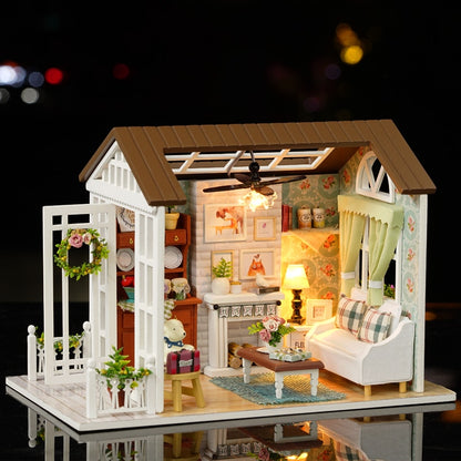 DIY Building House furniture miniatura American Retro Stlyes wooden handmade grownups toys for children gift