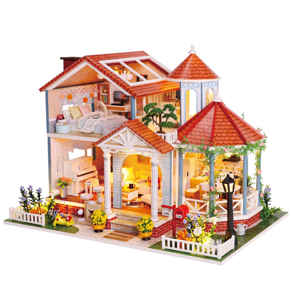 DIY Dollhouse Kids Mini Doll House Kit 3D Wooden Miniature Dollhouse Manual Assembling Toys for Children Birthday Gifts