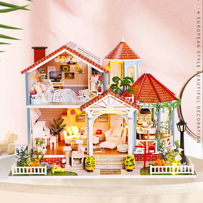 DIY Dollhouse Kids Mini Doll House Kit 3D Wooden Miniature Dollhouse Manual Assembling Toys for Children Birthday Gifts