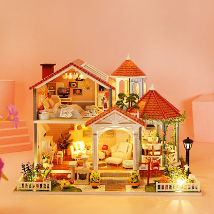 DIY Dollhouse Kids Mini Doll House Kit 3D Wooden Miniature Dollhouse Manual Assembling Toys for Children Birthday Gifts