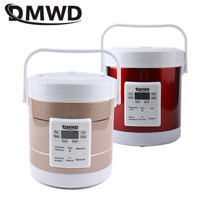 DMWD 12V 24V Mini Rice Cooker 1.6L car trucks electric soup porridge cooking machine food steamer warmer fast heating lunch box