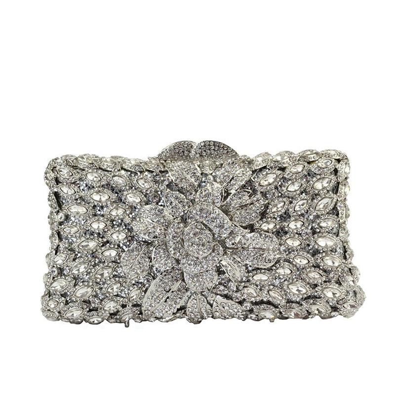 DeLuxe Muse Luxury Crystal Clutch for Women Rhinestone Evening Bag Purse Lady Wedding handbags