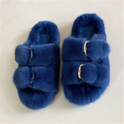 Designer Slides High Quality Mink Fur Slippers Lasdies Fur Slippers Flat Heel Slippers Women Shoes Fur Slides for Women Slides