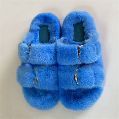 Designer Slides High Quality Mink Fur Slippers Lasdies Fur Slippers Flat Heel Slippers Women Shoes Fur Slides for Women Slides