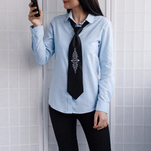 Cargar imagen en el visor de la galería, Dioufond Women&#39;s Blouse Solid Long Sleeve School Shirt Work Plus size Female Blusas Cotton Blue Shirt 5XL Female Clothes White Light Blue
