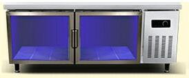 Double Temperature Kitchen Stainless Steel Under-Counter Refrigerator Blu-ray Glass Doors Commercial Refrigerator Freezer