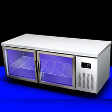 将图片加载到图库查看器，Double Temperature Kitchen Stainless Steel Under-Counter Refrigerator Blu-ray Glass Doors Commercial Refrigerator Freezer
