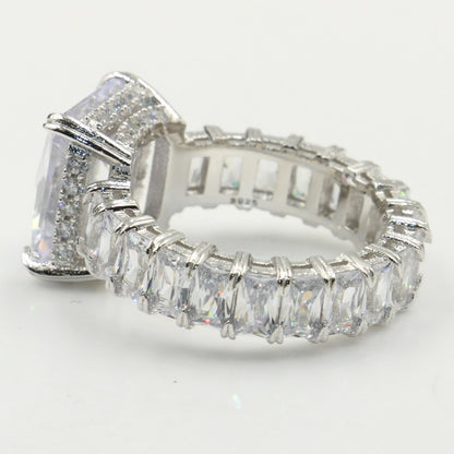 Dove Egg Big 5A Cubic Zirconia Luxury Jewelry 925 Sterling Silver Cushion Shape CZ Eternity Wedding Engagement Band Ring Gift
