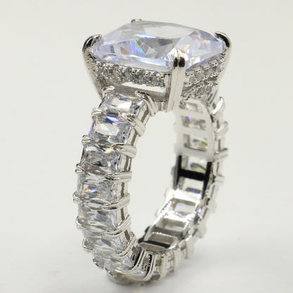 Dove Egg Big 5A Cubic Zirconia Luxury Jewelry 925 Sterling Silver Cushion Shape CZ Eternity Wedding Engagement Band Ring Gift