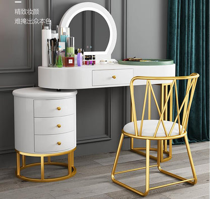 Dresser Bedroom Storage Cabinet Integrated Luxury Makeup Table white paint online celebrity ins Wind Retractable Dressing Table Set