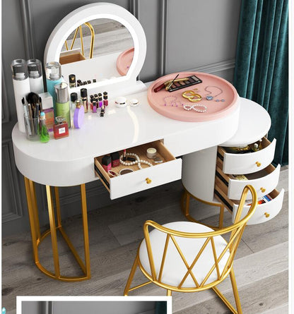 Dresser Bedroom Storage Cabinet Integrated Luxury Makeup Table white paint online celebrity ins Wind Retractable Dressing Table Set