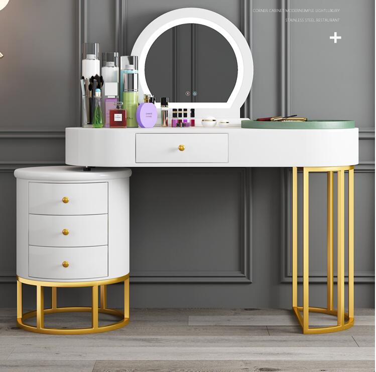 Dresser Bedroom Storage Cabinet Integrated Luxury Makeup Table white paint online celebrity ins Wind Retractable Dressing Table Set