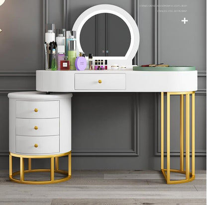 Dresser Bedroom Storage Cabinet Integrated Luxury Makeup Table white paint online celebrity ins Wind Retractable Dressing Table Set
