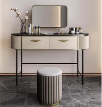 Load image into Gallery viewer, Dressing Table Italian minimalist rock plate high-grade cosmetic table and chair with mirror. Dining Table Set
