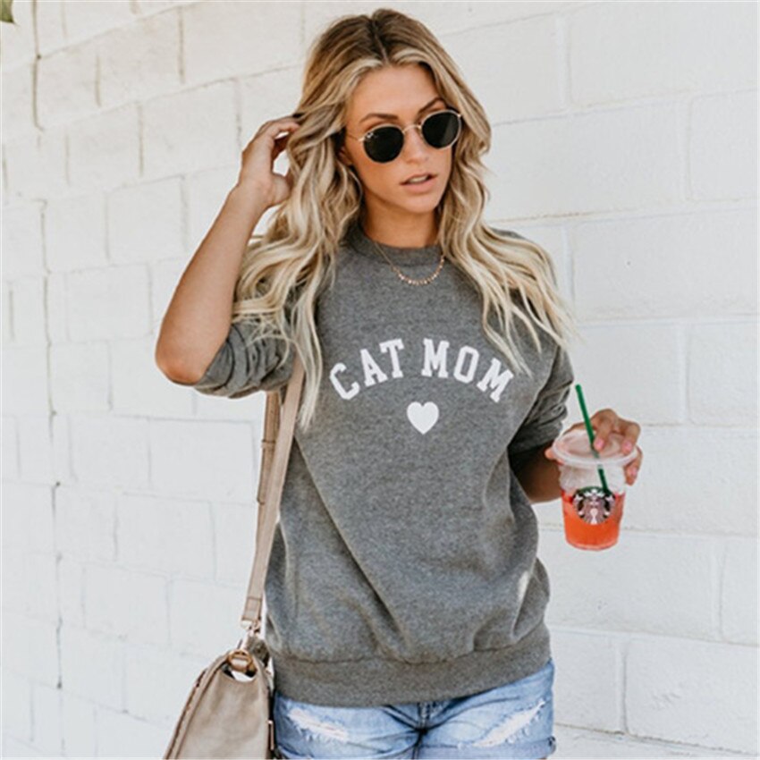 Drop Shipping DOG MOM  Women's Long Sleeve Sweater Casual Tops Female Autumn Clothes Feminina Sweatshirts
