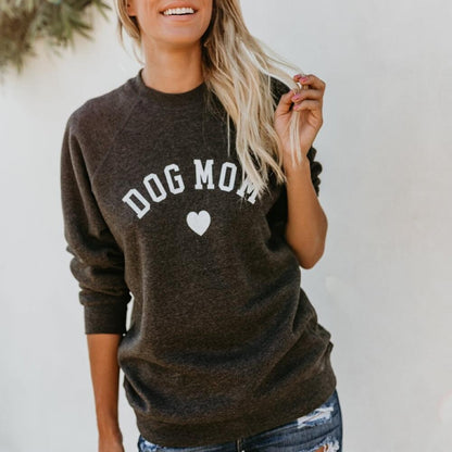Drop Shipping DOG MOM  Women's Long Sleeve Sweater Casual Tops Female Autumn Clothes Feminina Sweatshirts