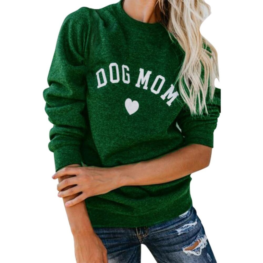 Drop Shipping DOG MOM  Women's Long Sleeve Sweater Casual Tops Female Autumn Clothes Feminina Sweatshirts